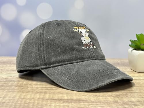 Adjustable Embroidery Animal Baseball Hat for Kid Toddler Child - color: Goat (Washed Black)