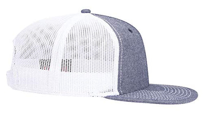 OTTO Snap 6 Panel Pro Style Cotton Blend Chambray Snapback Hat - color: Nvy/Wht
