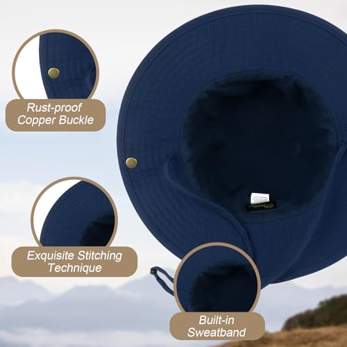 Bucket Hat UV Protection Sun Hat, Boonie Fishing Safari Hats for Outdoors - color: Blue