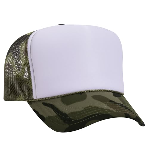 BROTHER TRUCKERS The World's Greatest Camouflage Patterned Trucker Hat Blanks - Wholesale Bulk Unisex Snapback Hats - color: White Camo Poly