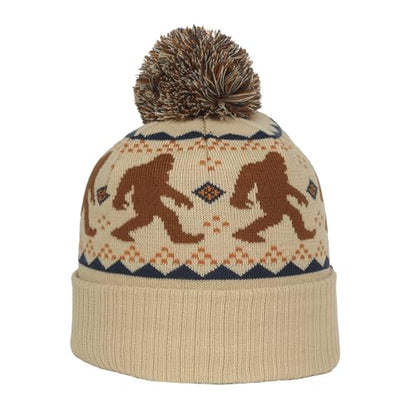 Outdoor Cap Unisex Adult Sasquatch Knit Beanie with Cuff & Pom - color: Oatmeal