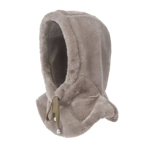 Women Faux Fur Winter Balaclava Hood Fleece Hooded Scarf Cold Proof Hat Neck Warmer Windproof Ski Balaclava Thermal Hood Hats - color: Beige