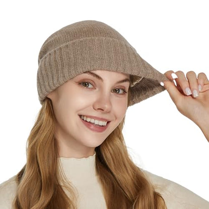 Facecozy Satin Lined Beanie for Women Soft Satin Lining Slouchy Winter Hats - color: Camel