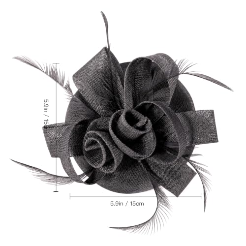 Flower Fascinator Hat Headband Clip for Women Tea Party - color: Black-02