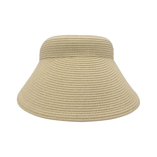 Toyo Braid Clip On Visor Wide Brim Hat Sun Protection for Women - color: Natural