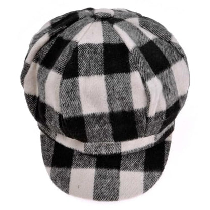 ZLYC Women Classic Newsboy Cap Visor 8 Panel Gatsby Cabbie Paperboy Hat - color: (Plaid) White