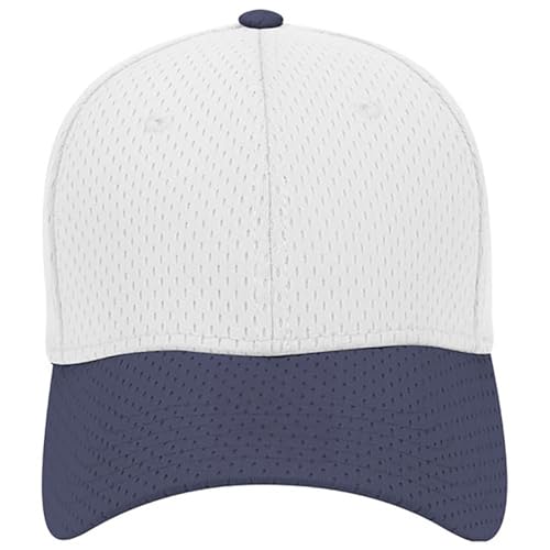 Ashen Fane 6 Panel Polyester Pro Mesh Low Profile Baseball Cap - color: Navy White