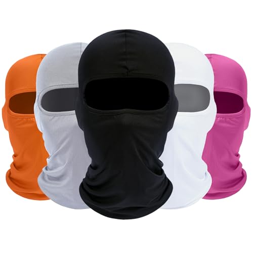 ROXUN Balaclava Ski Mask, 5 Pack Neck Gaiter Motorcycle Summer Cooling - color: Black+white+light Gray+pink+orange