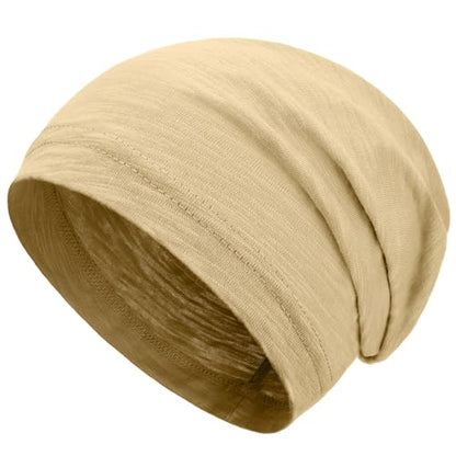 100% Cotton Summer Beanie for Men Women, Thin Soft Slouchy Beanies - color: 1pcs-sand Yellow, size: Medium