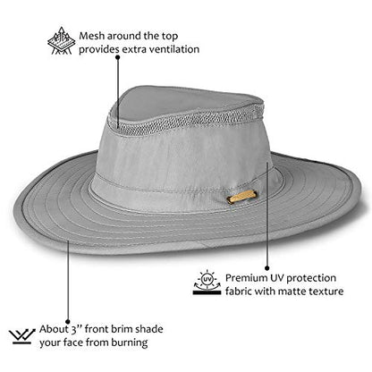 Solaris Mens Sun Hat Neck Flap 2 in 1 Foldable Waterproof UPF 50+ Baseball Cap Fishing Hiking Outdoor - color: Gray