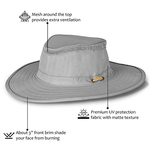 Solaris Mens Sun Hat Neck Flap 2 in 1 Foldable Waterproof UPF 50+ Baseball Cap Fishing Hiking Outdoor - color: Gray