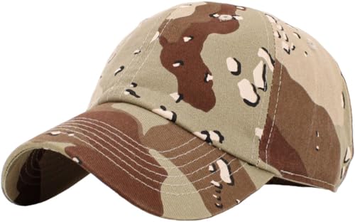 KBETHOS Classic Unisex Cotton Adjustable Low Crown Baseball Cap – Plain Dad Hat - color: Desert Camo