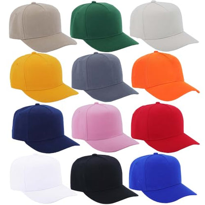 12 Pack Seamless Baseball Caps Wholesale Bulk - No Center Seam, DIY Friendly, Adjustable Breathable Lightweight for Men Women - color: Mixing Colors