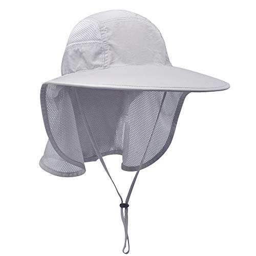 Unisex Outdoor Activities UV Protecting Sun Hats with Neck Flap - color: .Light-grey