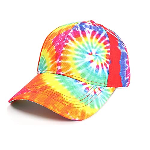 BEARUN Cotton Tie Dye Low Profile Cap Hiphop Baseball Cap Fashion Dad Hat - color: Multicolored D