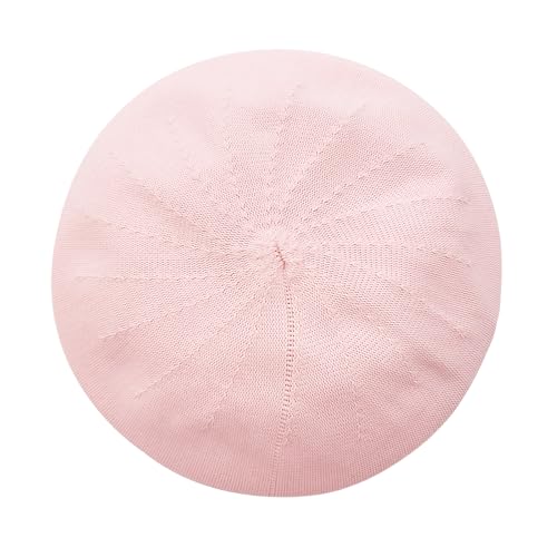 Summer French Beret Breathable Thin Beret Hat Solid Color Beanie for Women Lady - color: Light Pink