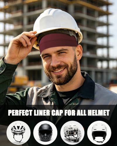 3-Pack 100% Cotton Skull Cap for Men Women Helmet Liner Caps - color: 3pcs-black,white,wine Red