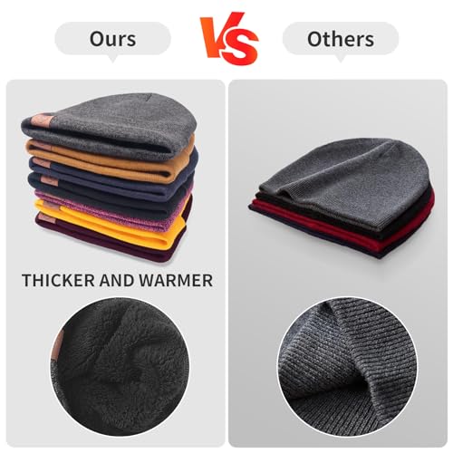 OZERO Mens Winter Hat, Fleece Lined Cuffed Beanie for Men and Women - color: 2pack Gray&gray