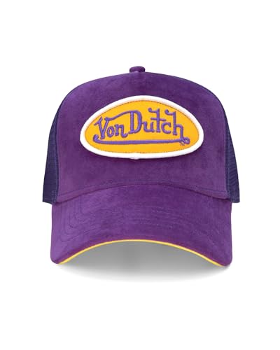 Von Dutch Unisex Velvet Trucker Hat, Curved Bill, Mesh Back, Snapback - color: Purple
