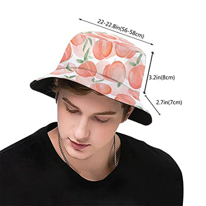 Bucket Hat Sun Beach Packable Fisherman Cap for Women Men Summer Outdoor Hiking - color: Pink Peach Cute Watercolor