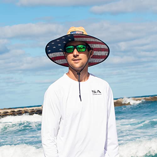 Soul of Adventure Classic Summer Hat | UPF 50+ Wide Brim Sun Protection | Unisex Adjustable Beach Hat with Drawstring - color: American Flag 2.0