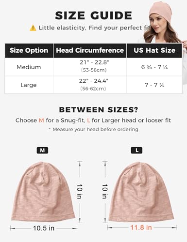 ROYBENS Lightweight 100% Cotton Slouchy Summer Beanie Men Women, Chemo Cap - color: 2pcs Pink + Purple, size: Medium