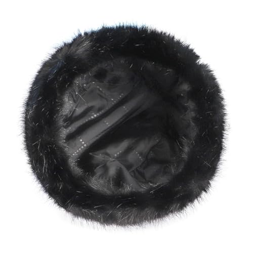 Unisex Russian Ushanka Cossack Trapper Hat Faux Rabbit Fur Trooper Hat Fuzzy Furry Hunting Cap Winter Outdoor Warm Skiing Cap - color: Black