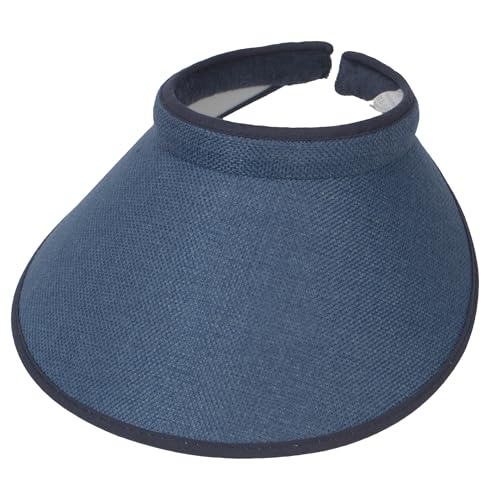 TOP HEADWEAR Women's Wide Brim Visor - Sports 5 Inch Wide Clip On Cap - color: Weave Navy