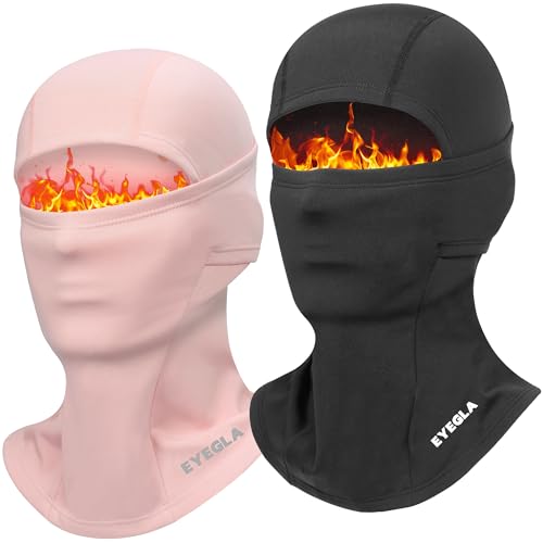 Balaclava Ski Mask for Men Cold Weather,Winter Thermal Face Mask Women for Snowboarding Motorcycle Cycling - color: Black+pink