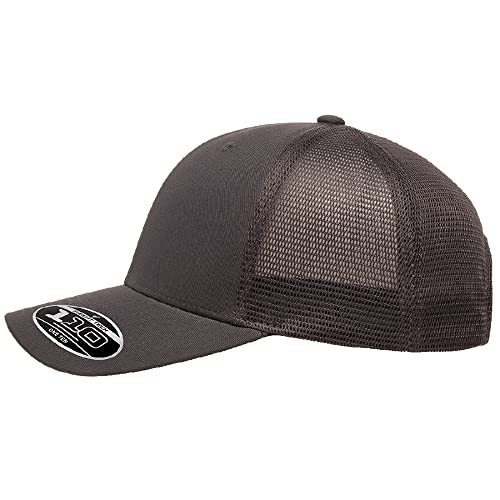 Flexfit 110M Trucker Mid-Profile Mesh Back Snapback Cap - color: Charcoal