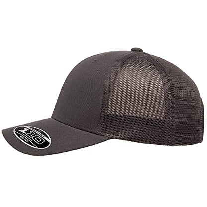 Flexfit 110M Trucker Mid-Profile Mesh Back Snapback Cap - color: Charcoal