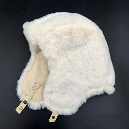 Women Winter Trapper Hat Ushanka Warm Sherpa Beanie Knit Ear Flap - color: Beige