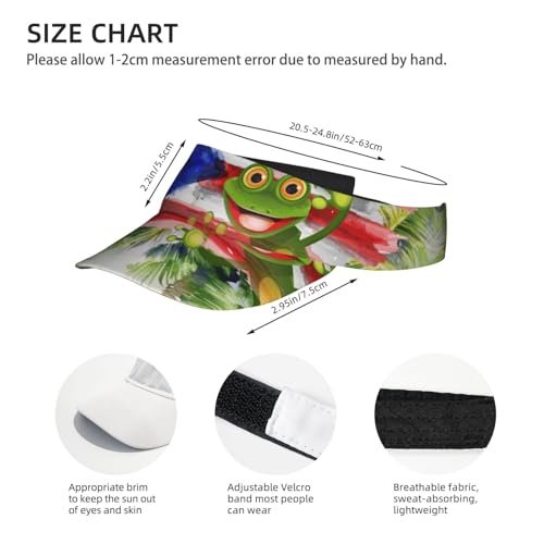Puerto Rico Flag Sun Visors Hat Golf Tennis Visor for Women Men - Summer Wide Brim Ponytail Beach Hats Packable - color: Puerto Rico Tropical Frog