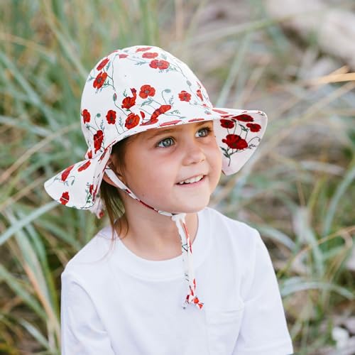 JAN & JUL Adjustable Cotton Floppy Sun Hat with 50+ UPF Protection for Girls - color: Red Poppy, size: 5-12 Years