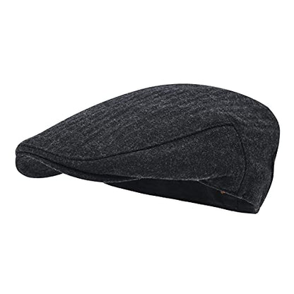 STARANCE Men Wool Blend Newsboy Cap Flat Hat - color: Dark Gray, size: 7 3/4