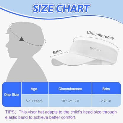 Kids Sun Visor Hats for Girls Boys, Packable Cooling Stretchy Visor - color: White