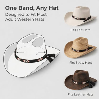Gamboa Horsehair Hat Band for Cowboy Hats - color: Beaded Design