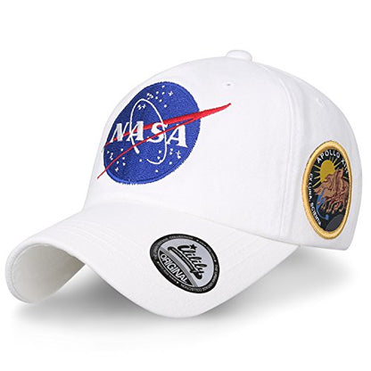 ililily NASA Meatball Logo Embroidery Baseball Cap Apollo 1 Patch Trucker Hat - color: White - Apollo 13, size: Medium