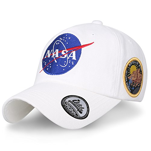 ililily NASA Meatball Logo Embroidery Baseball Cap Apollo 1 Patch Trucker Hat - color: White - Apollo 13, size: Large