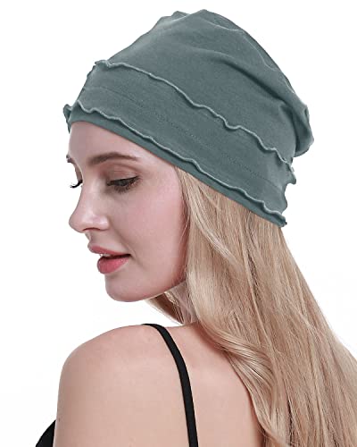 osvyo Chemo Headwear Turban Cap for Women - Cancer Beanie Hair Loss Sealed Packaging - color: Cotton Light Blue Grey