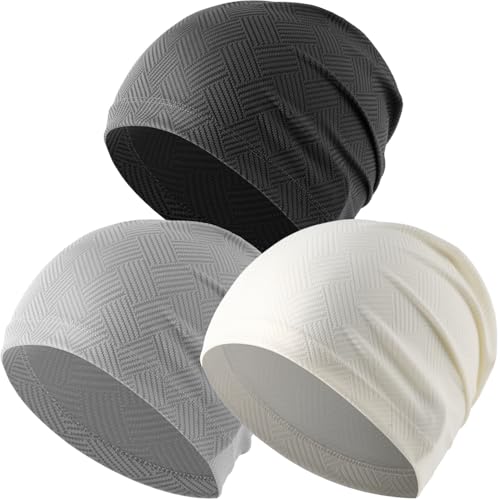 Fashion Cooling Skull Cap Sweat Control Breathable for Men Women 3 Pack - color: Black/Gray/Off-white