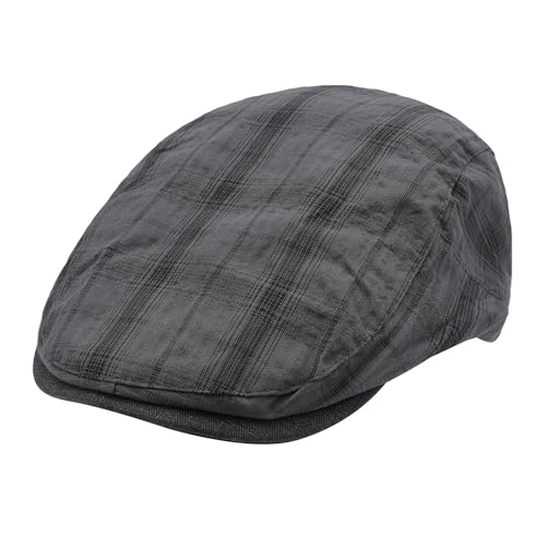 ZLYC Men Summer Flat Cap Scally Ivy Gatsby Newsboy Beret Driver Hat - color: Plaid Gray