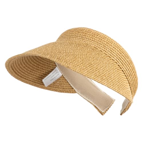 UPF 50+ Paper Braid Clip On Visor - color: Toast Brown