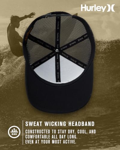 Hurley Mens Trucker Hat Fairway Mesh Quick-Dry Trucker Hat, Snapback - color: Black