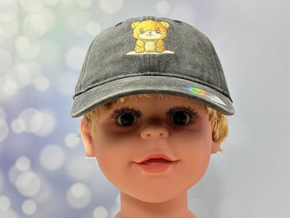 Adjustable Embroidery Animal Baseball Hat for Kid Toddler Child - color: Bear (Washed Black)