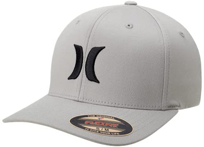 Hurley Mens Textured Fitted Baseball Cap, Moisture Wicking, Curved Brim - color: Cool Grey, size: Small-Medium