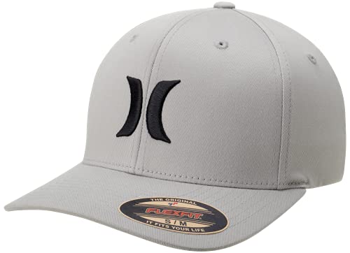 Hurley Mens Textured Fitted Baseball Cap, Moisture Wicking, Curved Brim - color: Cool Grey, size: Large-X-Large