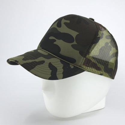 High Crown Foam Mesh Camouflage Tri-Color Oak Leaves Trucker Hat Baseball Cap - color: Camo/Camo/Camo