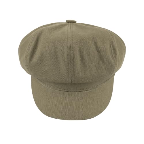 C.C Knitted Newsboy Cap for Women – Soft Knit Hat with Adjustable Velcro, Lightweight Warm Winter Style - color: Cotton-olive