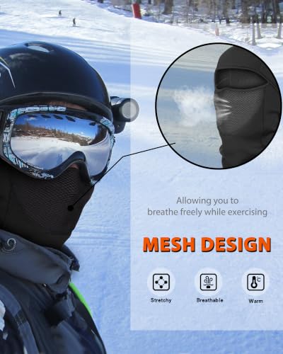 Ski Mask Warm Fleece-Lined Balaclava Face Mask for Cold Weather - color: Black